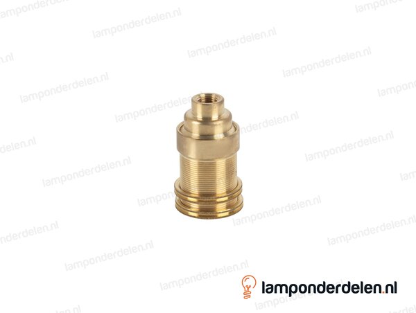 Fitting E14 messing doorlopend met twee fittingschroefringen en aarde-aansluiting