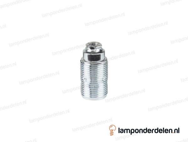 Fitting E14 metaal chroomkleurig doorlopend met aarde-aansluiting