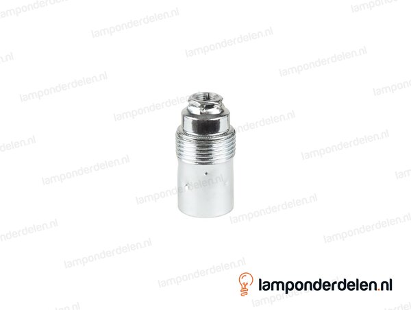 Fitting E14 metaal chroomkleurig glad met aarde-aansluiting