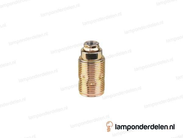 Fitting E14 metaal messingkleurig doorlopend met aarde-aansluiting