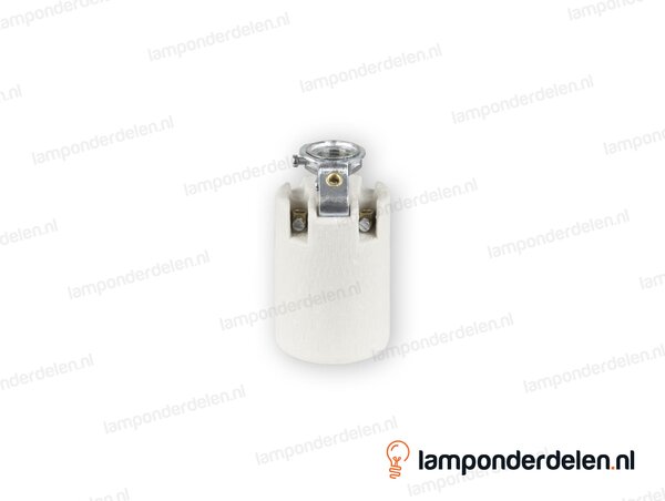 Fitting E14 porselein met montagebeugel M10x1 en aarde-aansluiting