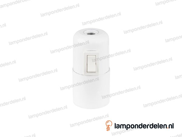 Fitting E27 bakeliet wit glad met wipschakelaar