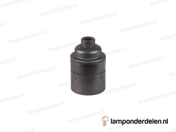 Fitting E27 messing donkerbronskleurig glad met aarde-aansluiting