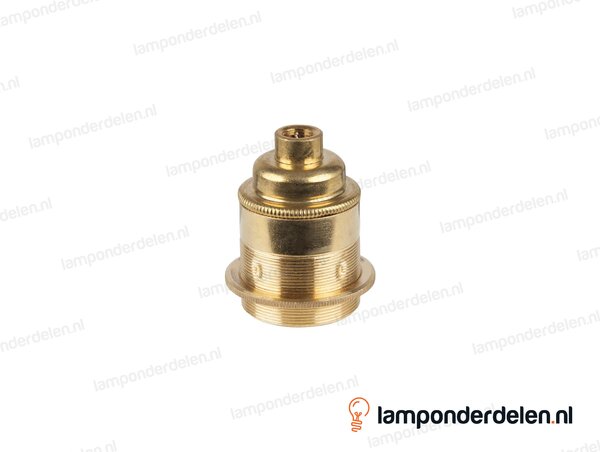 Fitting E27 messing doorlopend met één fittingschroefring en aarde-aansluiting