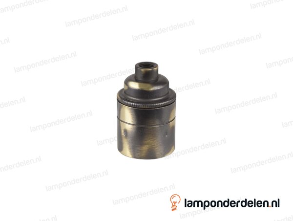 Fitting E27 messing geborsteld antiek glad met aarde-aansluiting