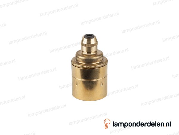 Fitting E27 messing glad met trekontlaster en aarde-aansluiting