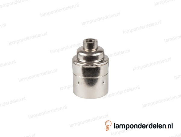 Fitting E27 messing nikkelkleurig glad met aarde-aansluiting