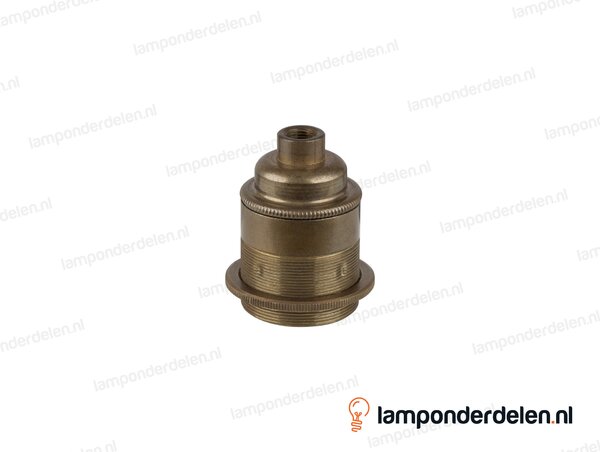 Fitting E27 messing oud engels doorlopend met één fittingschroefring en aarde-aansluiting