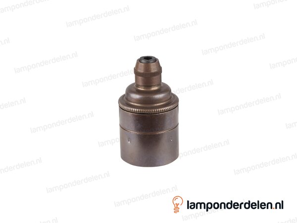 Fitting E27 messing oud engels glad met trekontlaster en aarde-aansluiting