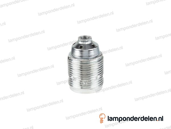 Fitting E27 metaal chroomkleurig doorlopend