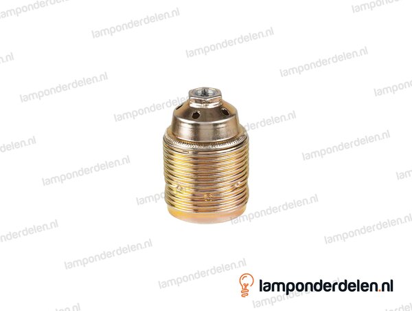 Fitting E27 metaal messingkleurig doorlopend