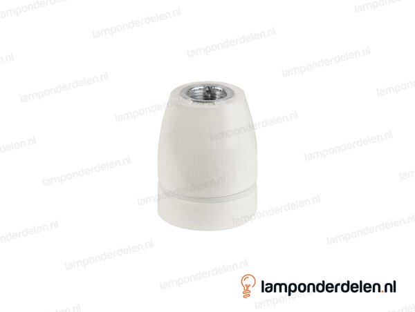 Fitting E27 porselein wit 3/8 gas met aarde-aansluiting