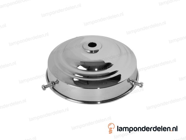 Glashouder messing chroomkleurig met 3 stelschroeven - voor glazen lampenkap met rand tot 10 cm