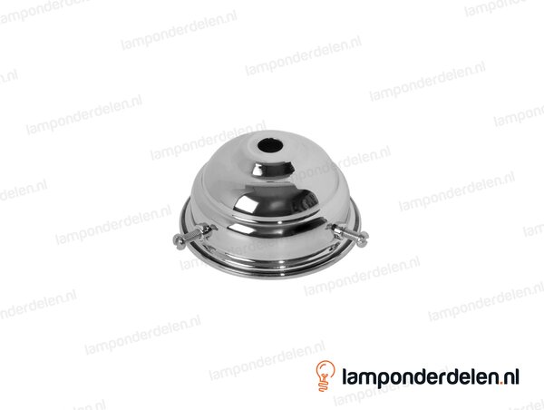 Glashouder messing chroomkleurig met 3 stelschroeven - voor glazen lampenkap met rand tot 6 cm