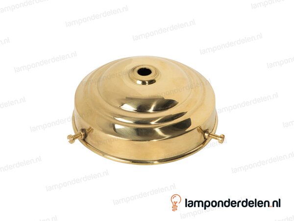 Glashouder messing gepolijst met 3 stelschroeven - voor glazen lampenkap met rand tot 10 cm