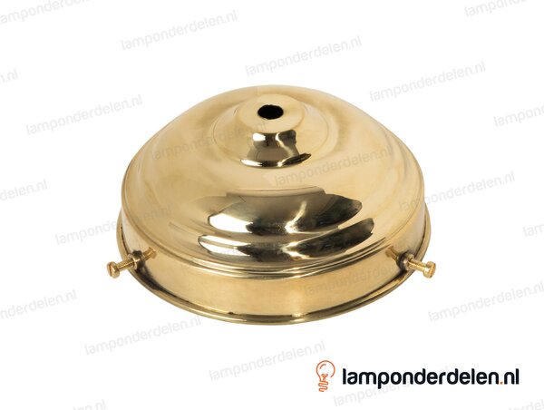 Glashouder messing gepolijst met 3 stelschroeven - voor glazen lampenkap met rand tot 12 cm