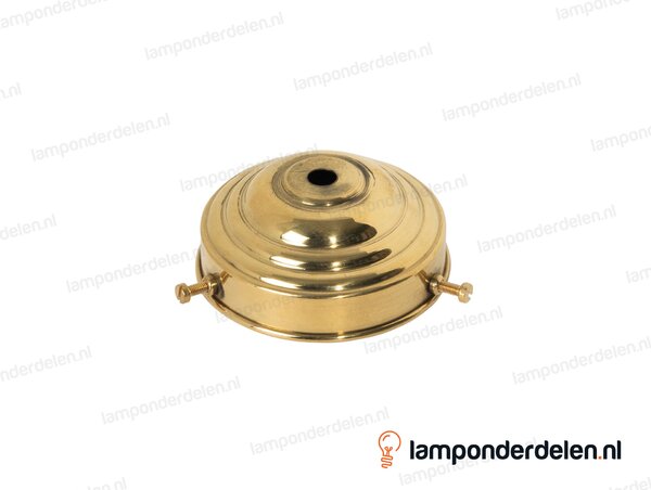 Glashouder messing met 3 stelschroeven - voor glazen lampenkap met rand tot 8 cm