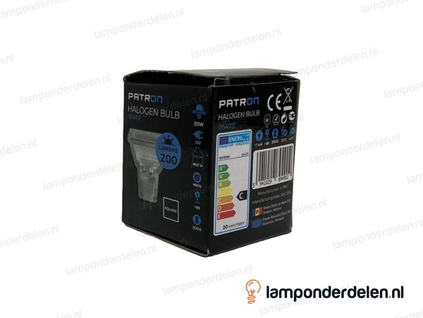 Halogeenlamp - quadro vierkant - MR16 - GU5.3 - 20W - 12 volt - 60°