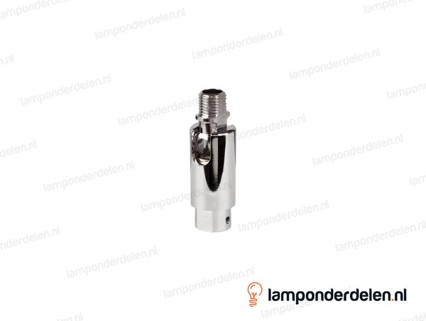 Kniedraaigewricht messing chroomkleurig - 16 x 48 mm - 180 graden kantelbaar binnendraad en buitendraad M10x1