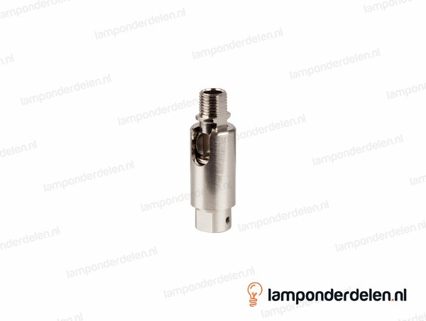 Kniedraaigewricht messing RVS-kleurig - 16 x 48 mm - 90 graden kantelbaar - binnendraad en buitendraad M10x1