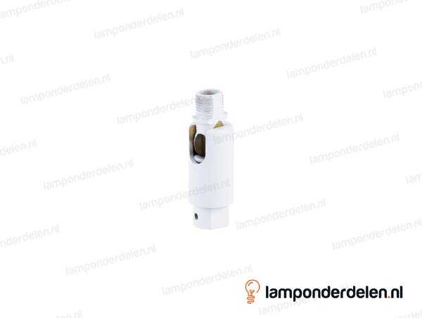Kniedraaigewricht messing wit - 16 x 48 mm - 90 graden kantelbaar - binnendraad en buitendraad M10x1