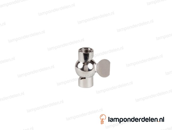 Kniegewricht messing chroomkleurig met vleugelmoer - 19 x 33 mm - 180 graden kantelbaar - binnendraad M10x1
