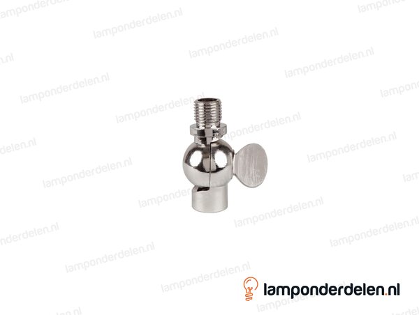 Kniegewricht messing chroomkleurig met vleugelmoer - 19 x 38 mm - 180 graden kantelbaar - binnendraad en buitendraad M10x1