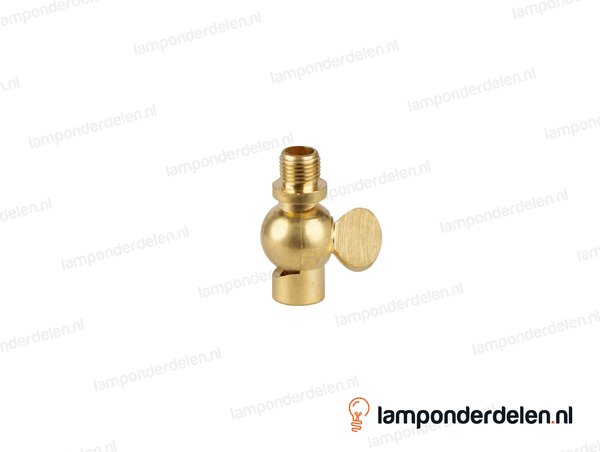 Kniegewricht messing met vleugelmoer - 19 x 38 mm - 180 graden kantelbaar - binnendraad en buitendraad M10x1