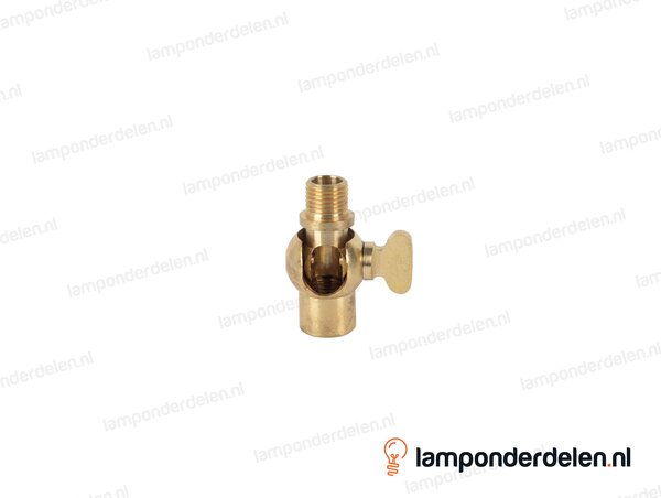 Kniegewricht messing met vleugelmoer - 19 x 38 mm - 90 graden kantelbaar - binnendraad en buitendraad M10x1
