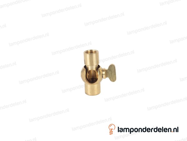 Kniegewricht messing met vleugelmoer - 19 x 38 mm - 90 graden kantelbaar - binnendraad M10x1