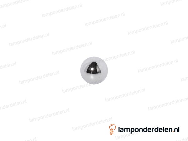 Kogel messing chroomkleurig rond blind - 20 mm - met 1 gat - binnendraad M10x1
