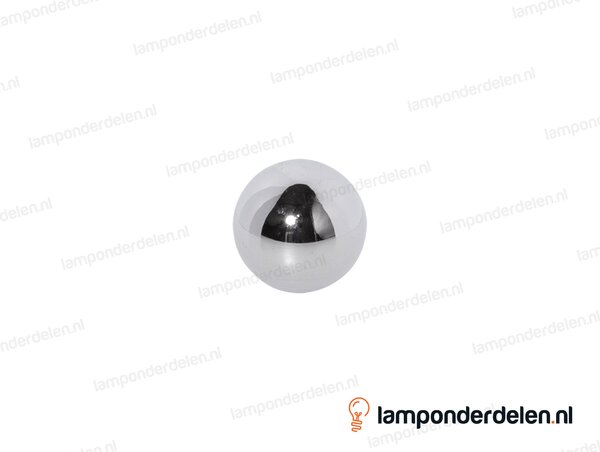 Kogel messing chroomkleurig rond blind - 30 mm - met 1 gat - binnendraad M10x1