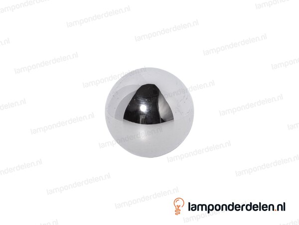 Kogel messing chroomkleurig rond blind - 40 mm - met 1 gat - binnendraad M10x1