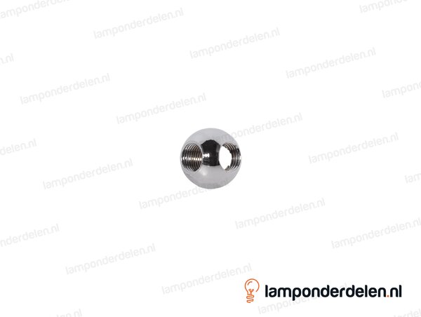 Kogel messing chroomkleurig rond T-model - 20 mm - met 3 gaten - binnendraad M10x1