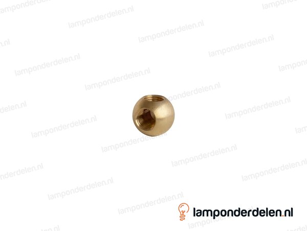 Kogel messing rond haaks model - 20 mm - met 2 gaten - binnendraad M10x1