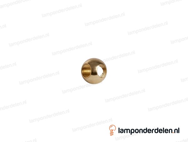 Kogel messing rond T-model - 20 mm - met 3 gaten - binnendraad M10x1
