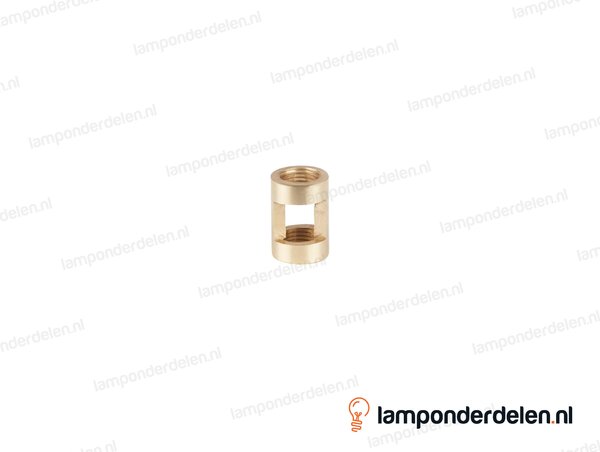 Koppelstuk messing met vierkant gat - hoogte 20 mm - binnendraad M10x1