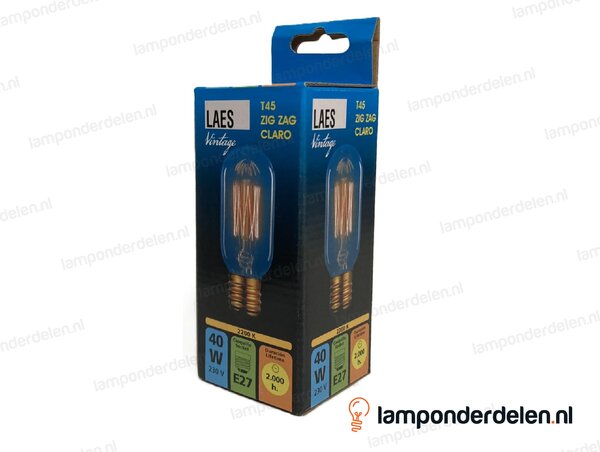 Laes - kooldraadlamp - buislamp - E27 - T45 - zigzag - helder - 40W
