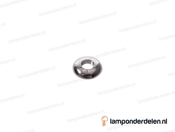 Moer messing chroomkleurig halfrond - 24 x 5 mm - binnendraad M10x1