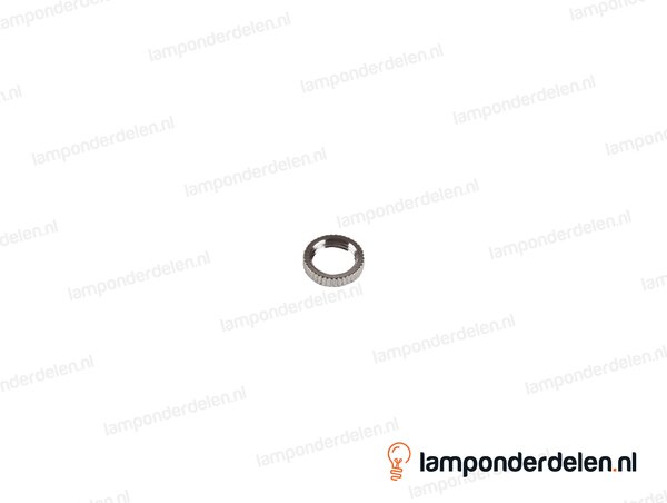 Moer messing chroomkleurig rond gekarteld - 13 x 2,5 mm - binnendraad M10x1