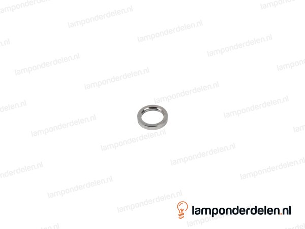 Moer messing chroomkleurig rond glad - 13 x 2,5 mm - binnendraad M10x1