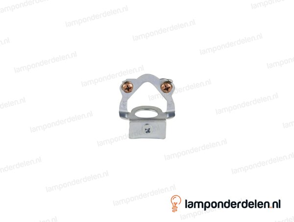 Ophangbeugel metaal gestantst met borgschroef en 2 aardschroeven - binnendraad M13x1