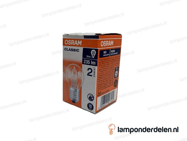 Osram - halogeenlamp - kogellamp - E27 - classic - P45 - helder - 20W