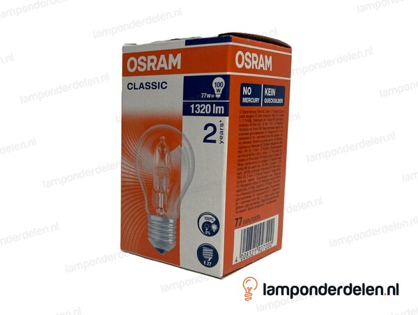 Osram - halogeenlamp - standaardlamp - E27 - classic - A55 - helder - 77W