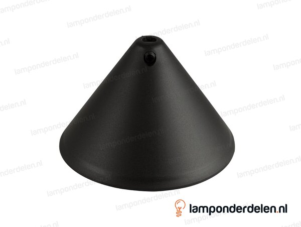 Plafondkap kunststof zwart kegel met trekontlaster - 11 cm