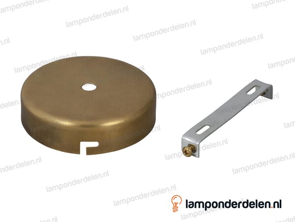 Plafondkap messing - 10 cm - met plafondkapbeugel