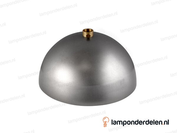Plafondkap metaal blank halfrond met messing stelring - 12 cm - gat 10,5 mm