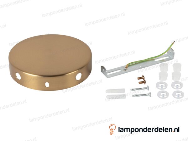 Plafondkap metaal geborsteld bronskleurig - 12 cm - 4 zijgaten - met plafondkapbeugel