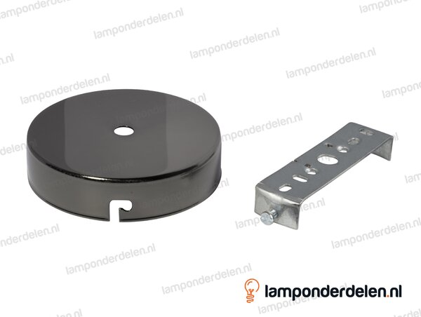 Plafondkap metaal gunmetalkleurig - 10 cm - met plafondkapbeugel
