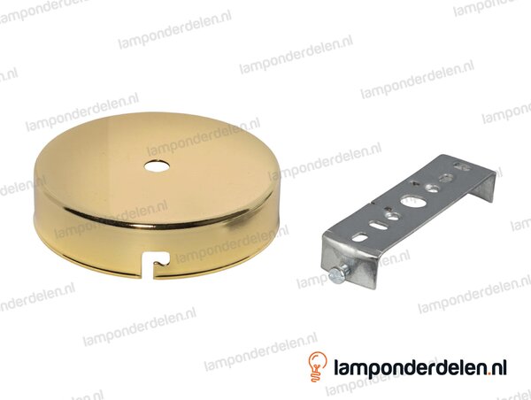 Plafondkap metaal messingglanskleurig- 10 cm - met plafondkapbeugel